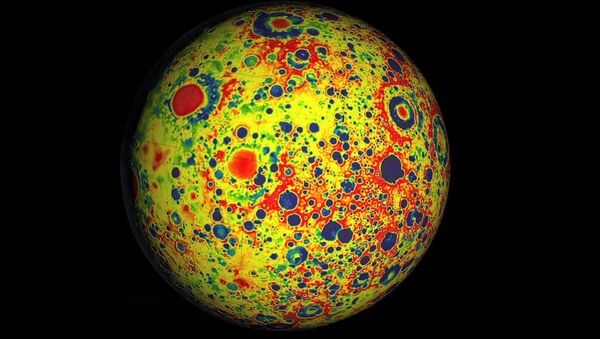 Map showing variations in the lunar gravity field, as measured by NASA's Gravity Recovery and Interior Laboratory (GRAIL) . - Sputnik International