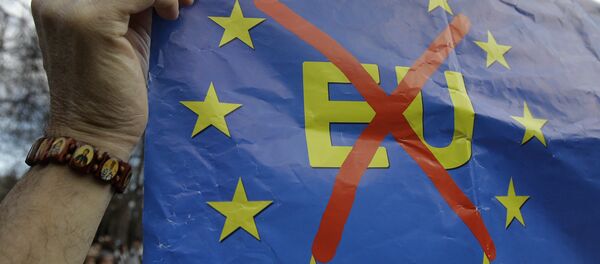 Anti-EU banner. File photo - Sputnik International