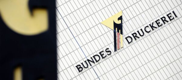 The logo of the German Federal Printing Office (Bundesdruckerei) is seen at their building in Berlin on October 4, 2010. The logo of the German Federal Printing Office (Bundesdruckerei) is seen at their building in Berlin on October 4, 2010. - Sputnik International