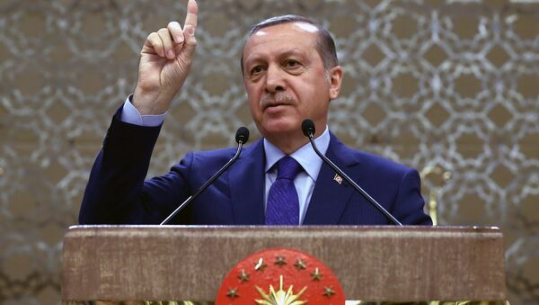Turkish President Recep Tayyip Erdogan addresses a meeting of local administrators in Ankara, Turkey, Wednesday, April 6, 2016 - Sputnik International