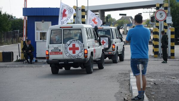 International Red Cross vans at Donetsk border crossing point (File) - Sputnik International