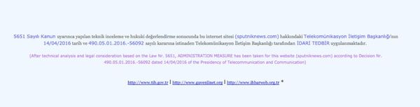 Turkey blocks access to Sputnik News Agency website, citing 'administrative measures' Turkey blocks access to Sputnik News Agency website, citing 'administrative measures' - Sputnik International