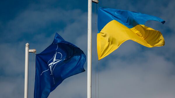National flag of Ukraine and the NATO flag - Sputnik International