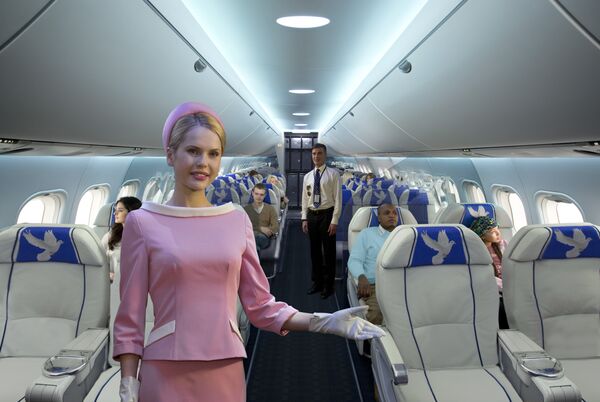 Passenger area of the MC-21, with a notably roomy aisle space. Passenger area of the MC-21, with a notably roomy aisle space. - Sputnik International