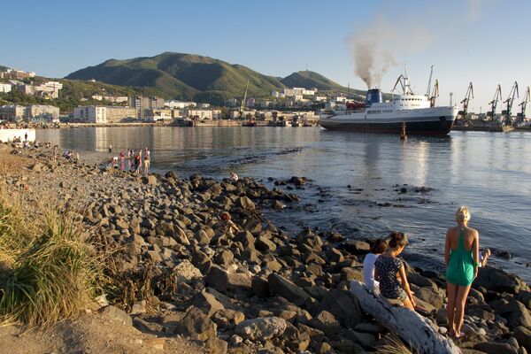 Freight ferry line connecting the ports of Kholmsk, Sakhalin and Vanino, Khabarovsk Territory - Sputnik International