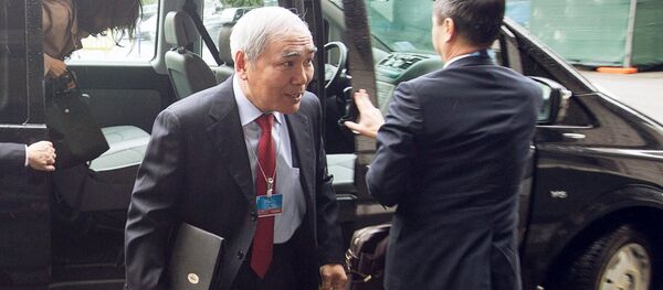 China's Special Envoy for Syria Xie Xiaoyan (L) arrives for a meeting with U.N. Special Envoy for Syria Staffan de Mistura on the sidelines of Syrian peace talks at the United Nations in Geneva, Switzerland, April 18, 2016. China's Special Envoy for Syria Xie Xiaoyan (L) arrives for a meeting with U.N. Special Envoy for Syria Staffan de Mistura on the sidelines of Syrian peace talks at the United Nations in Geneva, Switzerland, April 18, 2016. - Sputnik International