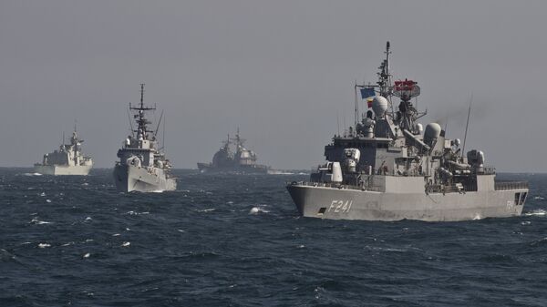 War ships of the NATO Standing Maritime Group-2 take part in a military drill on the Black Sea, 60km from Constanta city March 16, 2015 - Sputnik International