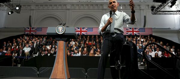 U.S. President Barack Obama speaks during a town hall at the Royal Agricultural Halls in London, Britain April 23, 2016 - Sputnik International
