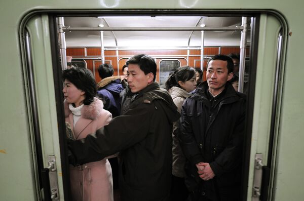 North Korean commuters wait to depart a station on the city metro line in the North Korea capital, Pyongyang (File) - Sputnik International