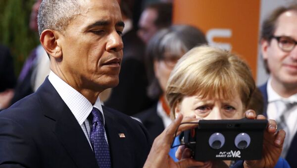 German Chancellor Angela Merkel and US President Barack Obama in Hanover, Germany April 25, 2016. - Sputnik International
