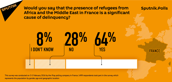 Most French Citizens Consider Migrants Main Factor in Increased Crime Rate - Sputnik International