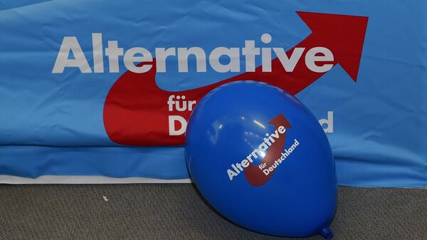 A balloon of the right-wing populist party Alternative for Germany (AfD) party can be seen during an election party in Berlin on March 13, 2016. - Sputnik International