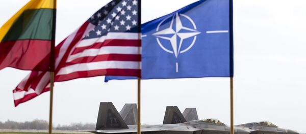 US Air Force F-22 Raptor fighter jets stand on the tarmac after landing at the Siauliai airbase, some 230 km (144 miles) east of the capital Vilnius, Lithuania, Wednesday, April 27, 2016. - Sputnik International