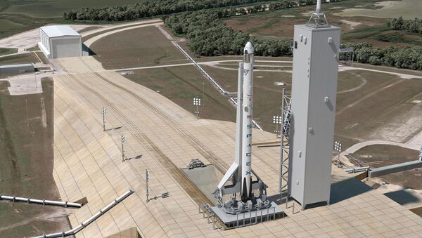 This artist’s concept shows Launch Complex 39A at NASA’s Kennedy Space Center in Florida as it will appear for the launch of a SpaceX Crew Dragon spacecraft atop a Falcon 9 rocket. SpaceX is modifying the launch pad to host Falcon 9 and Falcon Heavy launch vehicles - Sputnik International