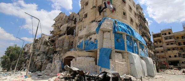 Burnt vehicles are pictured in front of the damaged the Medecins Sans Frontieres (MSF)-backed al-Quds hospital after it was hit by airstrikes, in a rebel-held area of Syria's Aleppo, April 28, 2016 Burnt vehicles are pictured in front of the damaged the Medecins Sans Frontieres (MSF)-backed al-Quds hospital after it was hit by airstrikes, in a rebel-held area of Syria's Aleppo, April 28, 2016 - Sputnik International