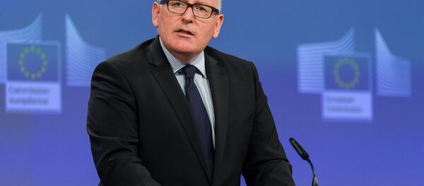 EU Commission First Vice President Frans Timmermans addresses the media on migration at EU Commission headquarters in Brussels on Wednesday, April 6, 2016. EU Commission First Vice President Frans Timmermans addresses the media on migration at EU Commission headquarters in Brussels on Wednesday, April 6, 2016. - Sputnik International