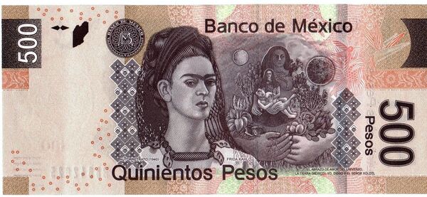 Mexico’s 500 peso note shows muralist Diego Rivera on the front and his wife and fellow artist Frida Kahlo on the back. Mexico’s 500 peso note shows muralist Diego Rivera on the front and his wife and fellow artist Frida Kahlo on the back. - Sputnik International