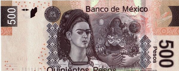 Mexico’s 500 peso note shows muralist Diego Rivera on the front and his wife and fellow artist Frida Kahlo on the back. Mexico’s 500 peso note shows muralist Diego Rivera on the front and his wife and fellow artist Frida Kahlo on the back. - Sputnik International