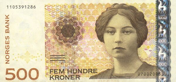 The 500 kroner note (1999) portrayed Sigrid Undset (1882–1949), author and winner of the Nobel Prize in literature in 1927. The 500 kroner note (1999) portrayed Sigrid Undset (1882–1949), author and winner of the Nobel Prize in literature in 1927. - Sputnik International