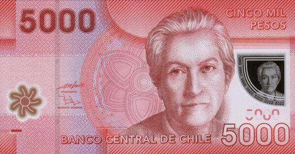 Chilean 5,000 pesos note features Gabriela Mistral, 1945 Literature Nobel Prize winner. Chilean 5,000 pesos note features Gabriela Mistral, 1945 Literature Nobel Prize winner. - Sputnik International