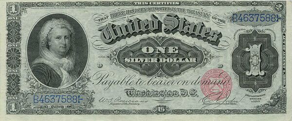 Series of 1886 $1 Silver Certificate protraying Martha Washington, the only woman in United States history to be featured on its currency Series of 1886 $1 Silver Certificate protraying Martha Washington, the only woman in United States history to be featured on its currency - Sputnik International