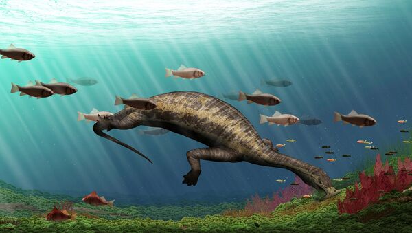 Life restoration of Atopodentatus (the hammerhead) is shown in this image released May 6, 2016 - Sputnik International