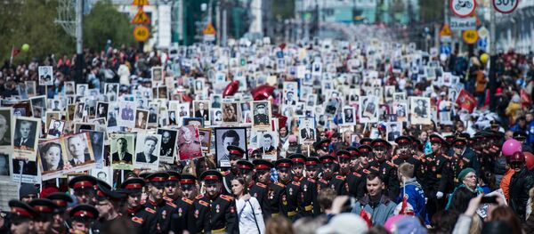 Participants of the Immortal Regiment march held in Moscow to mark the 71st anniversary of Victory in the 1941-1945 Great Patriotic War Participants of the Immortal Regiment march held in Moscow to mark the 71st anniversary of Victory in the 1941-1945 Great Patriotic War - Sputnik International