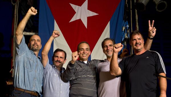 Members of The Cuban Five, from left, Gerardo Hernandez, Fernando Gonzalez, Antonio Guerrero, Rene Gonzalez and Ramon Labanino (File) - Sputnik International