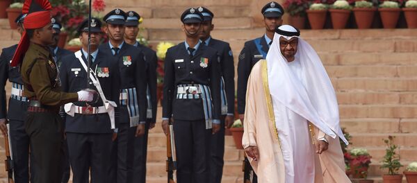 Abu Dhabi's Crown Prince Sheikh Mohammed bin Zayed al-Nahyan (R) inspects a guard of honour during a ceremonial reception at the presidential palace in New Delhi. (File) Abu Dhabi's Crown Prince Sheikh Mohammed bin Zayed al-Nahyan (R) inspects a guard of honour during a ceremonial reception at the presidential palace in New Delhi. (File) - Sputnik International