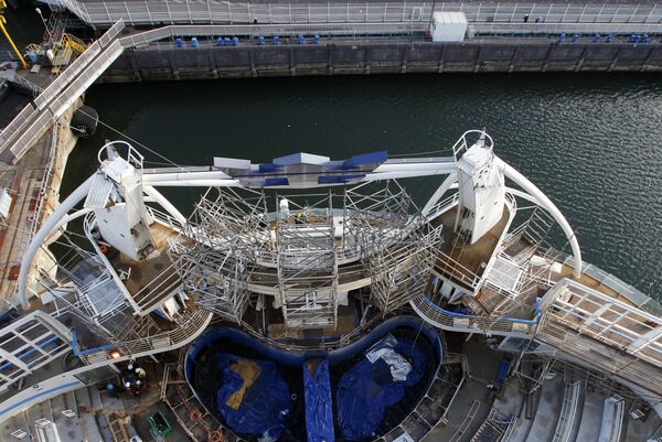 A view of the Harmony of the Seas, Thursday Feb. 18, 2016 at the Shipyard in Saint-Nazaire A view of the Harmony of the Seas, Thursday Feb. 18, 2016 at the Shipyard in Saint-Nazaire - Sputnik International