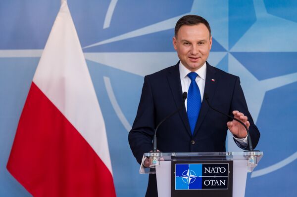 Polish President Andrzej Duda addresses the media at NATO headquarters in Brussels on Monday, Jan. 18, 2016 - Sputnik International