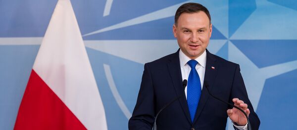 Polish President Andrzej Duda addresses the media at NATO headquarters in Brussels on Monday, Jan. 18, 2016 Polish President Andrzej Duda addresses the media at NATO headquarters in Brussels on Monday, Jan. 18, 2016 - Sputnik International