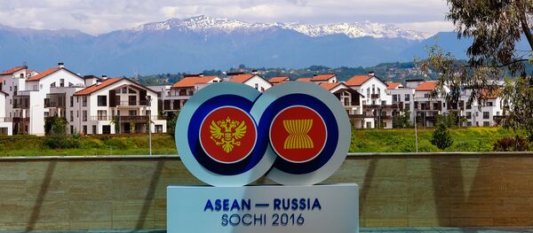 The logo of the ASEAN-Russia Summit seen near the Sochi Congress Centre, the summit venue The logo of the ASEAN-Russia Summit seen near the Sochi Congress Centre, the summit venue - Sputnik International