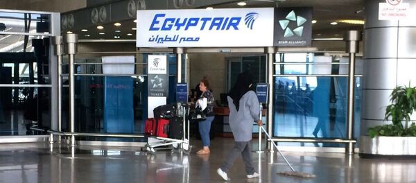 The Egyptair logo is seen at the arrivals section of Cairo International Airport, Egypt, Thursday, May 19, 2016 The Egyptair logo is seen at the arrivals section of Cairo International Airport, Egypt, Thursday, May 19, 2016 - Sputnik International