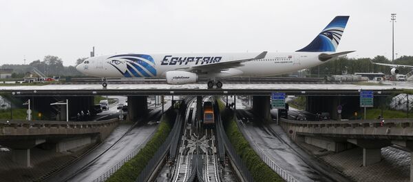 This picture taken on May 19, 2016, shows an Egyptair Airbus A330 from Cairo taxiing at the Roissy-Charles De Gaulle airport near Paris after its landing a few hours after the MS804 Egyptair flight crashed into the Mediterranean This picture taken on May 19, 2016, shows an Egyptair Airbus A330 from Cairo taxiing at the Roissy-Charles De Gaulle airport near Paris after its landing a few hours after the MS804 Egyptair flight crashed into the Mediterranean - Sputnik International