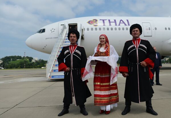 The welcome ceremony for Prime Minister of Thailand Prayut Chan-o-cha at Sochi International Airport. The Prime Minister has arrived in Sochi for the ASEAN-Russia Summit - Sputnik International