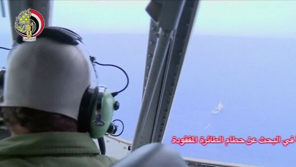 A pilot looks out of the cockpit during a search operation by Egyptian air and navy forces for the EgyptAir plane that disappeared in the Mediterranean Sea, in this still image taken from video May 20, 2016. - Sputnik International