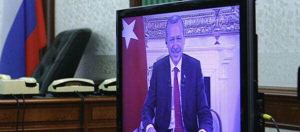 Recep Tayyip Erdogan seen on a screen during a teleconference (File) Recep Tayyip Erdogan seen on a screen during a teleconference (File) - Sputnik International