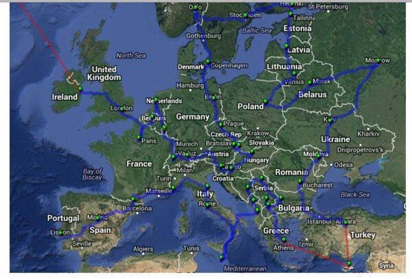 Rough outline of Tavares' route through Europe. Rough outline of Tavares' route through Europe. - Sputnik International
