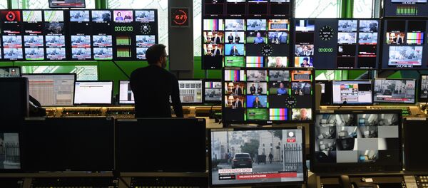 A picture taken on December 8, 2015 shows the control room in the new headquarters of the multilingual news television channel Euronews in the Confluence district, in Lyon, southeastern France A picture taken on December 8, 2015 shows the control room in the new headquarters of the multilingual news television channel Euronews in the Confluence district, in Lyon, southeastern France - Sputnik International
