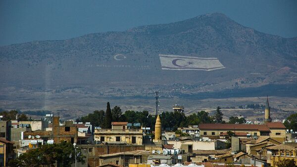 Flag of the self-declared Turkish Republic of Northern Cyprus in the hills above Cyprus' capital Nicosia. - Sputnik International
