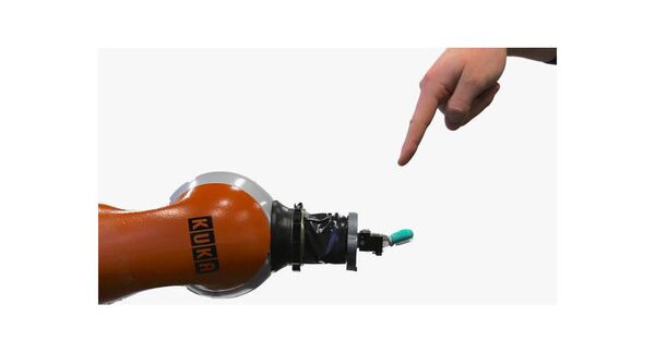 The researchers developed a pain-reflex controller for a BioTac fingertip sensor fitted to a Kuka robotic arm. The researchers developed a pain-reflex controller for a BioTac fingertip sensor fitted to a Kuka robotic arm. - Sputnik International