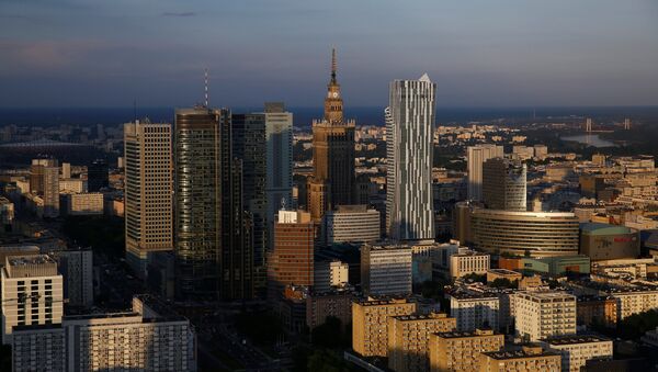 A view of the Palace of Culture and Science is pictured from the newly-opened Warsaw Spire skyscraper in Warsaw, Poland - Sputnik International