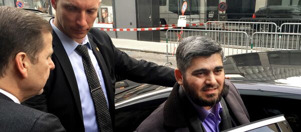 Army of Islam official Mohammed Alloush, gets in to a car heading to a meeting with the opposition's High Negotiations Committee, in Geneva, Switzerland. (File) Army of Islam official Mohammed Alloush, gets in to a car heading to a meeting with the opposition's High Negotiations Committee, in Geneva, Switzerland. (File) - Sputnik International