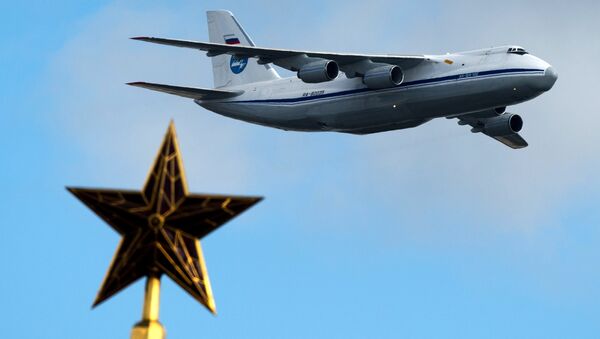 An-124 aircraft during a rehearsal for the Victory Parade's air show in Moscow - Sputnik International