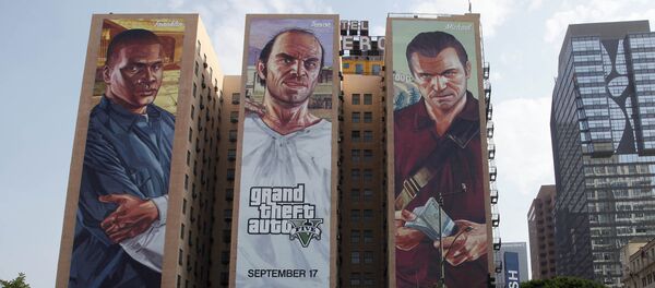 This Tuesday, Sept. 10, 2013 photo shows the Grand Theft Auto V billboard at Figueroa Hotel in Los Angeles This Tuesday, Sept. 10, 2013 photo shows the Grand Theft Auto V billboard at Figueroa Hotel in Los Angeles - Sputnik International