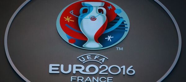 The official UEFA Euro 2016 logo at the UEFA Euro 2016 final draw at the Palais des Congres in Paris, France The official UEFA Euro 2016 logo at the UEFA Euro 2016 final draw at the Palais des Congres in Paris, France - Sputnik International