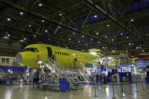 An MC-21 on the assembly line at Irkut Corporation's plant in Irkutsk, Russia. An MC-21 on the assembly line at Irkut Corporation's plant in Irkutsk, Russia. - Sputnik International