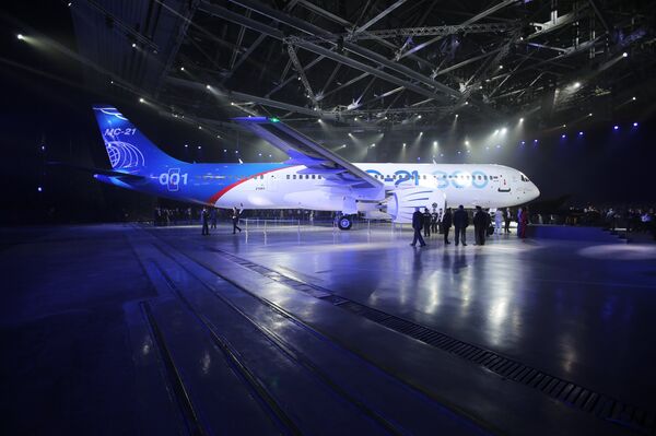 Presentation of MC-21-300 mid-range aircraft at the Irkutsk Aircraft Plant. File photo Presentation of MC-21-300 mid-range aircraft at the Irkutsk Aircraft Plant. File photo - Sputnik International