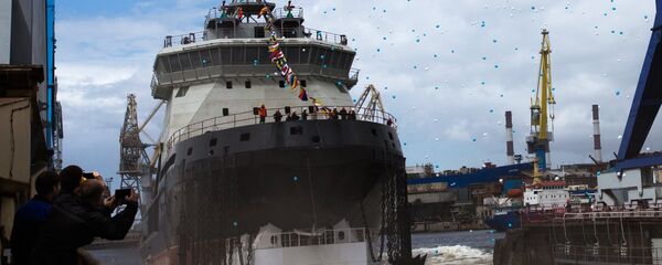 The new generation diesel-electric icebreaker Ilya Muromets being launched into the water from its drydock. The new generation diesel-electric icebreaker Ilya Muromets being launched into the water from its drydock. - Sputnik International